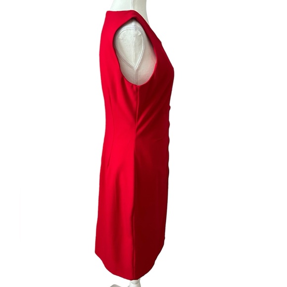 Calvin Klein Red Sleeveless Pleated Midi Sheath Dress - Picture 4 of 10